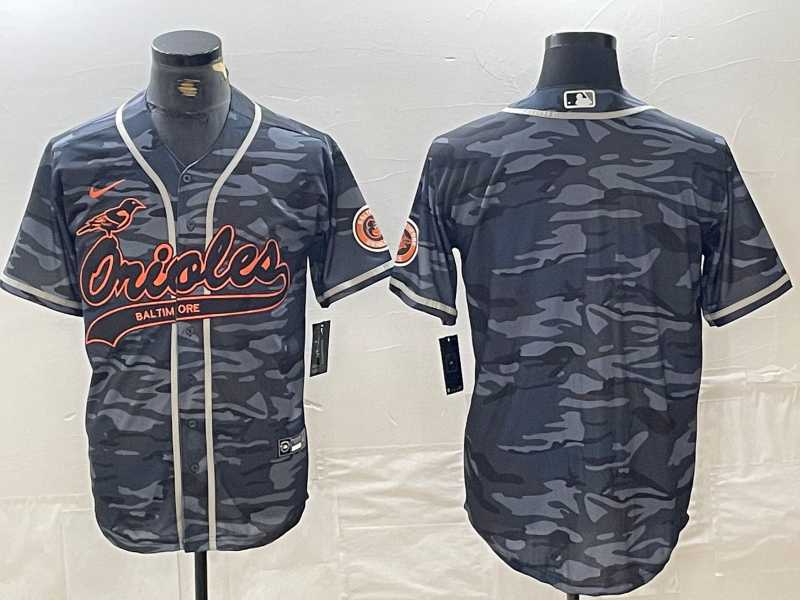 Mens Baltimore Orioles Blank Gray Camo Cool Base Stitched Jersey->baltimore orioles->MLB Jersey